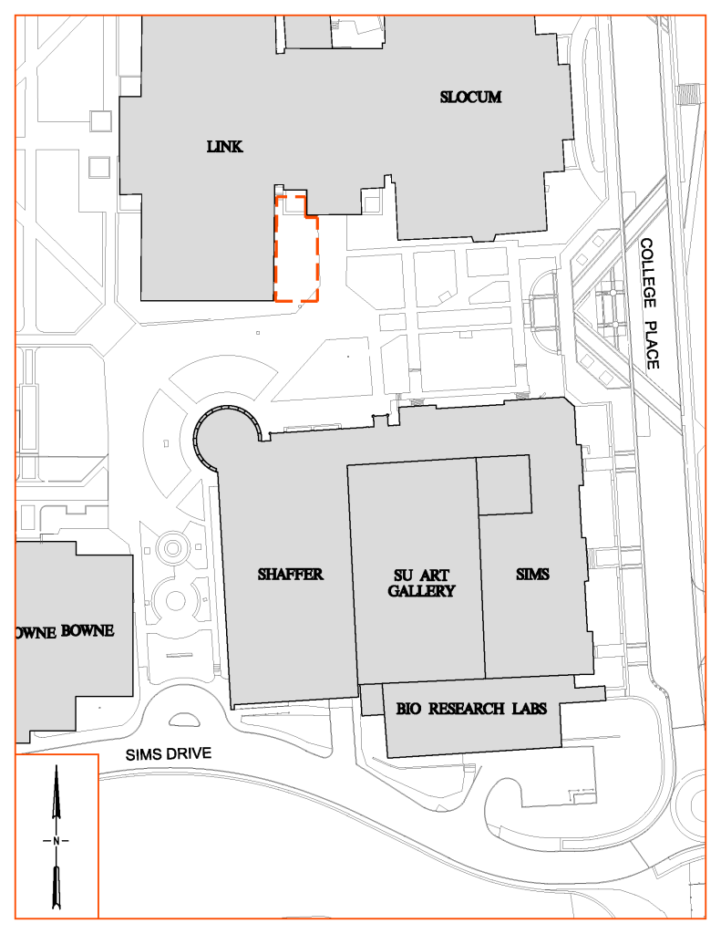 Map of Link Hall Entrance Construction Staging Area